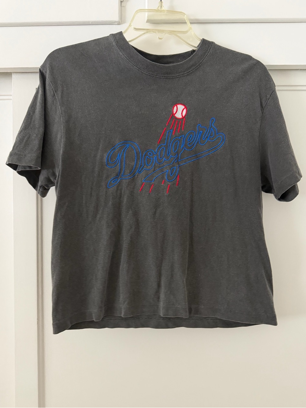 Dodgers Charcoal Graphic Cropped Tee - Medium-Comfort Colors